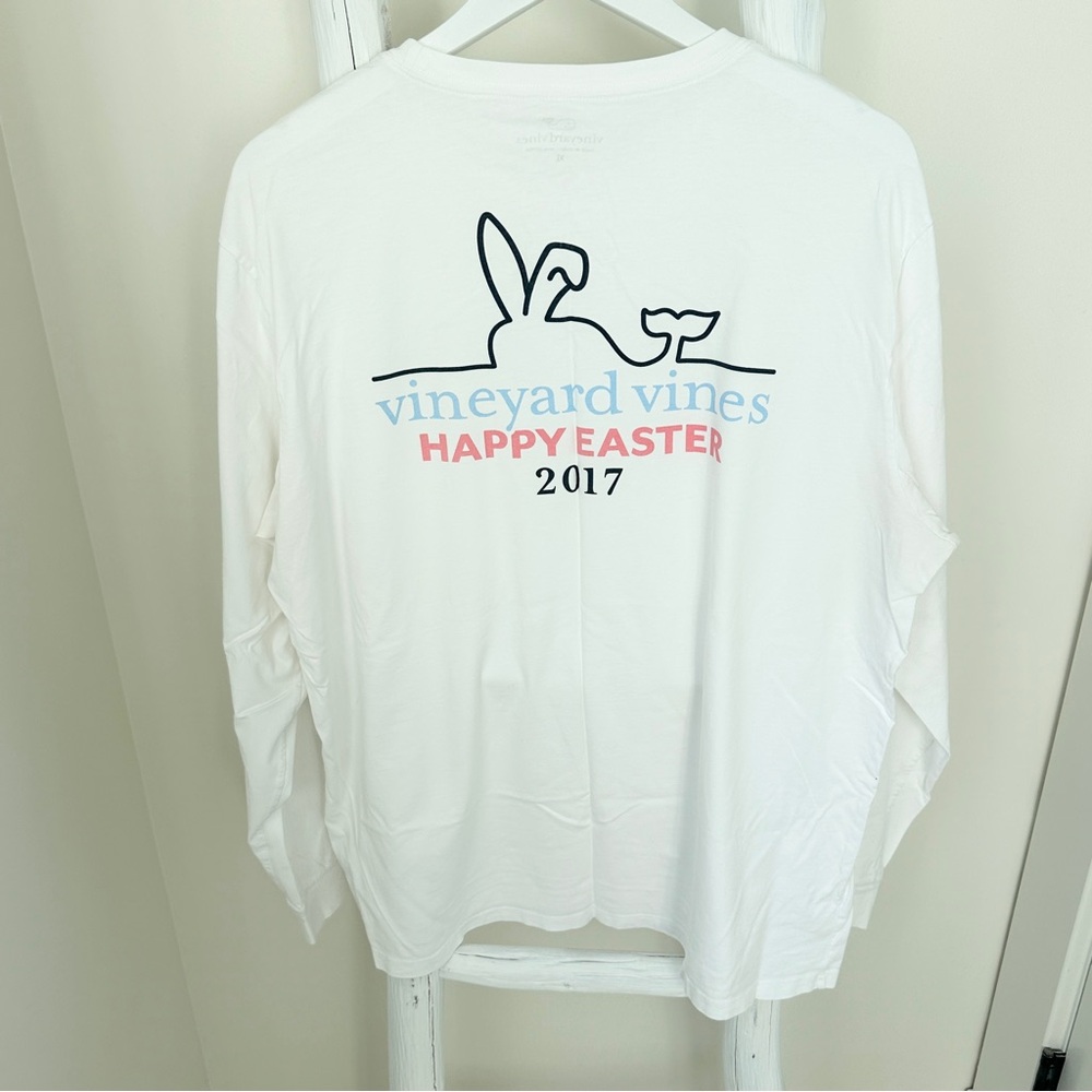 Vineyard Vines Men’s Classic White Long Sleeve Tee Happy Easter Size XL